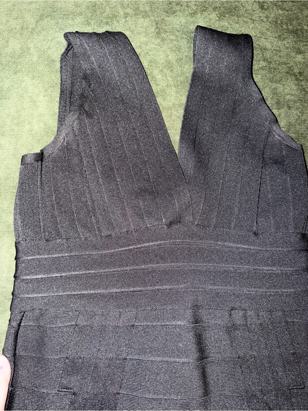 Active Basic Black Ribbed V-Neck Mini Dress